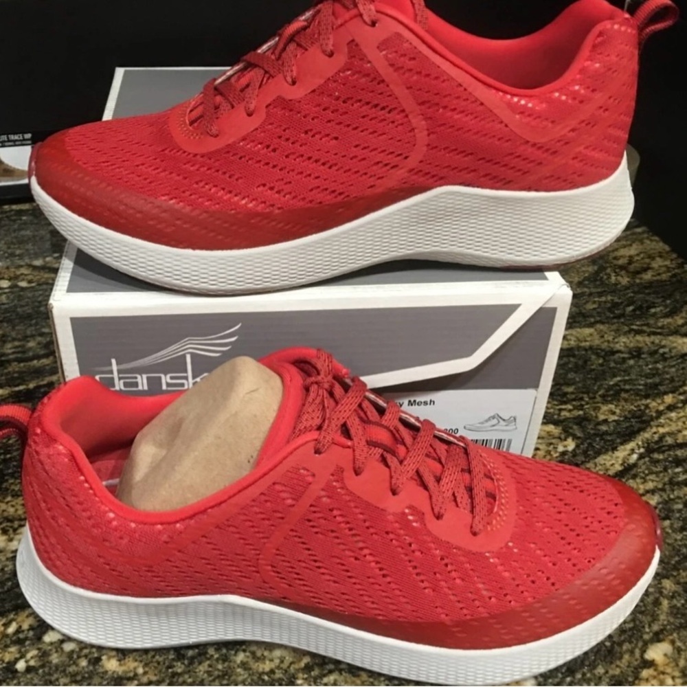 Dansko Red Sneakers Knit Upper Athletic Style